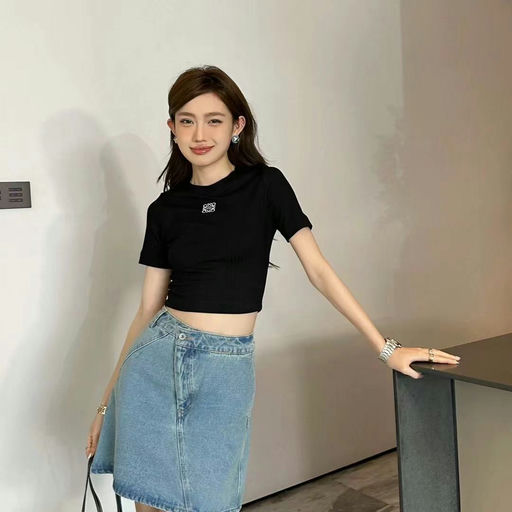 【竟然5折！】【最后黄金码】Loewe新款螺纹针织logo短Tee