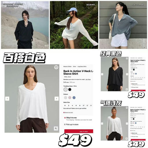 【入秋就能穿】Lulu Back In Action V领长袖T恤