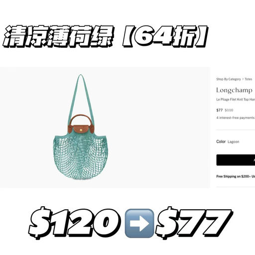 【夏日断货王】Longchamp 网兜，64折