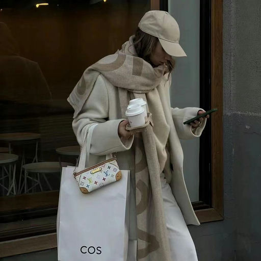 【49折】Acne Studios双面字母围巾，奶茶色