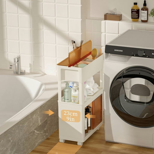 【焦糖奶白色】3层收纳推车，仅$13