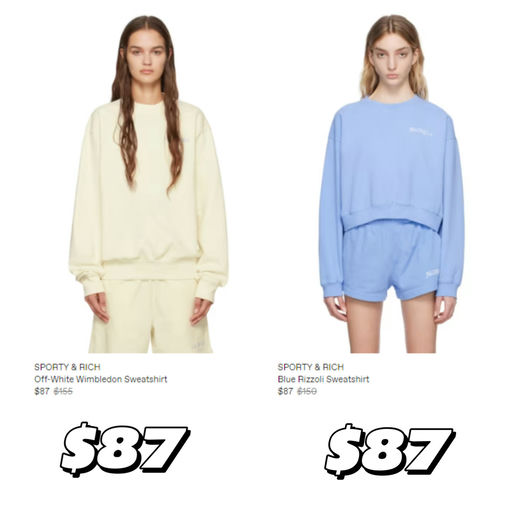 「#SS大促结束倒计时 」【卫衣应季37折】Sporty & Rich 卫衣三降抄底啦