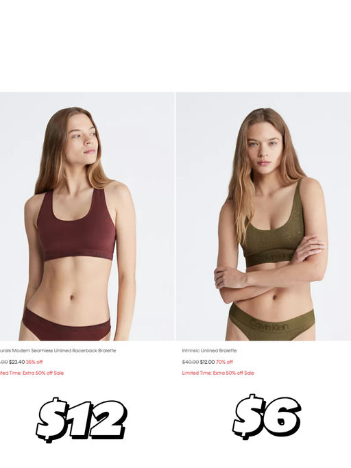 【CK 额外5折】【内衣仅$6】