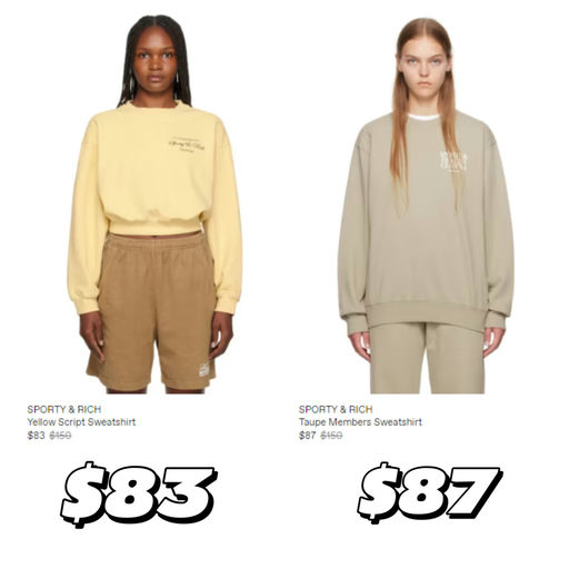 「#SS大促结束倒计时 」【卫衣应季37折】Sporty & Rich 卫衣三降抄底啦