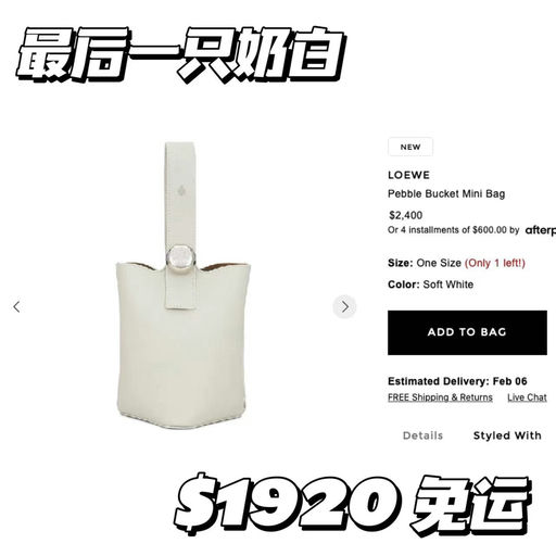 Loewe pebble终于有货啦，mini 8折