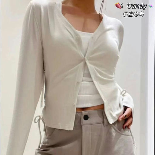 【黑/白下折诶！】Lulu Side-cinch，文艺感抽绳开衫