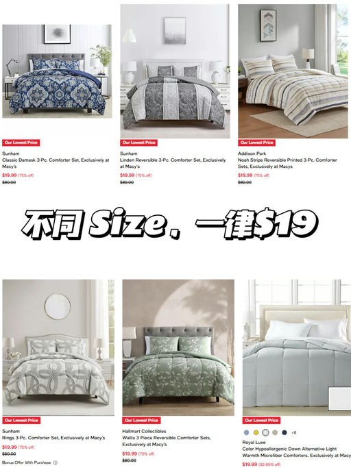 【只要$19】【空调被+两个枕套】