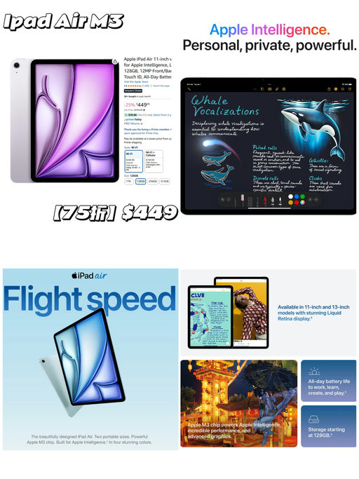 【史低价回归】Apple iPad Air M3，75折