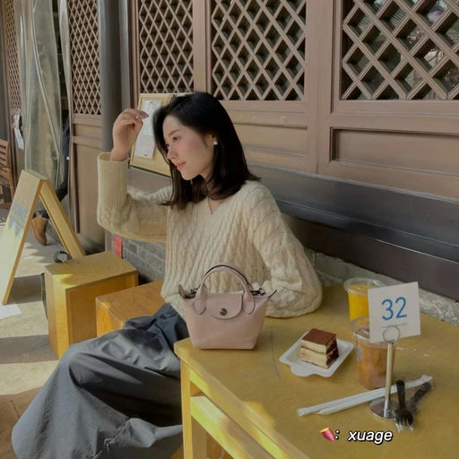 【少女樱花粉】Longchamp全皮款，65折