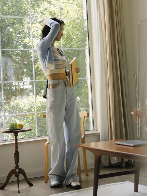 【马吉拉 4折！】【露腰牛仔裤】