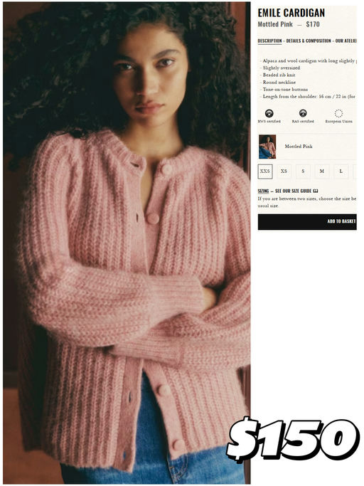 【满$50减$20】Sezane 罕见折！