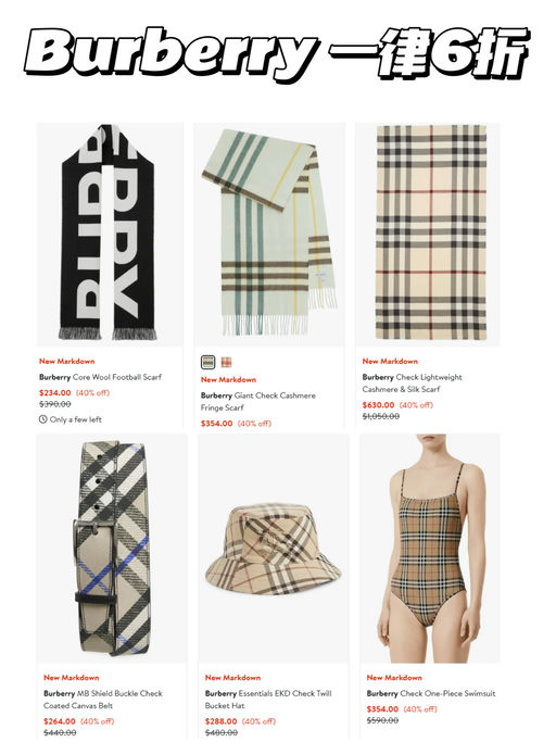 【手刀去！】 Burberry，一律6折