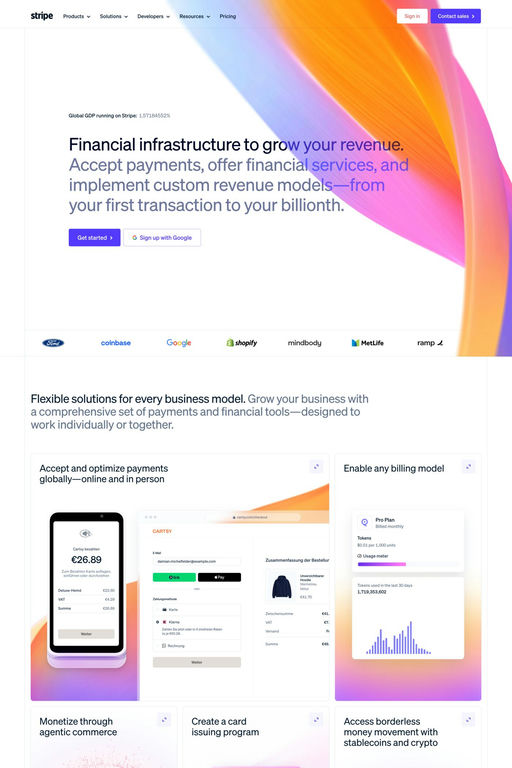 Stripe website screenshot