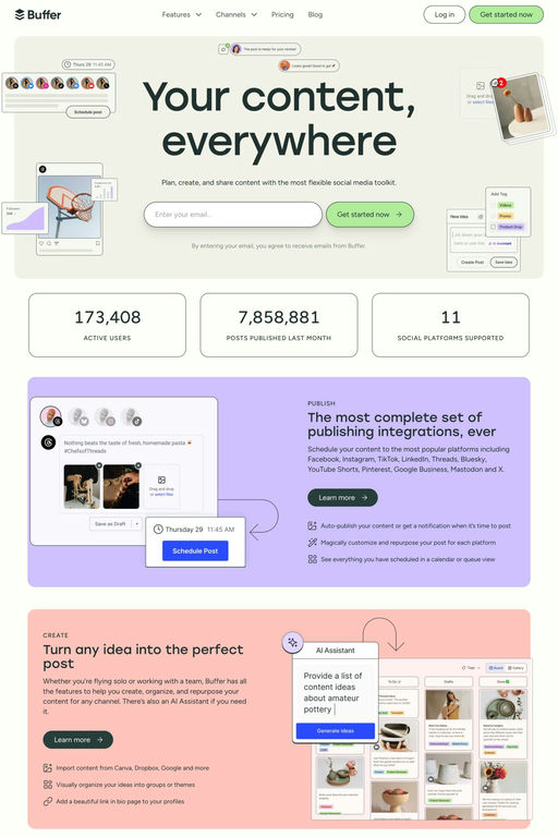 Buffer website screenshot