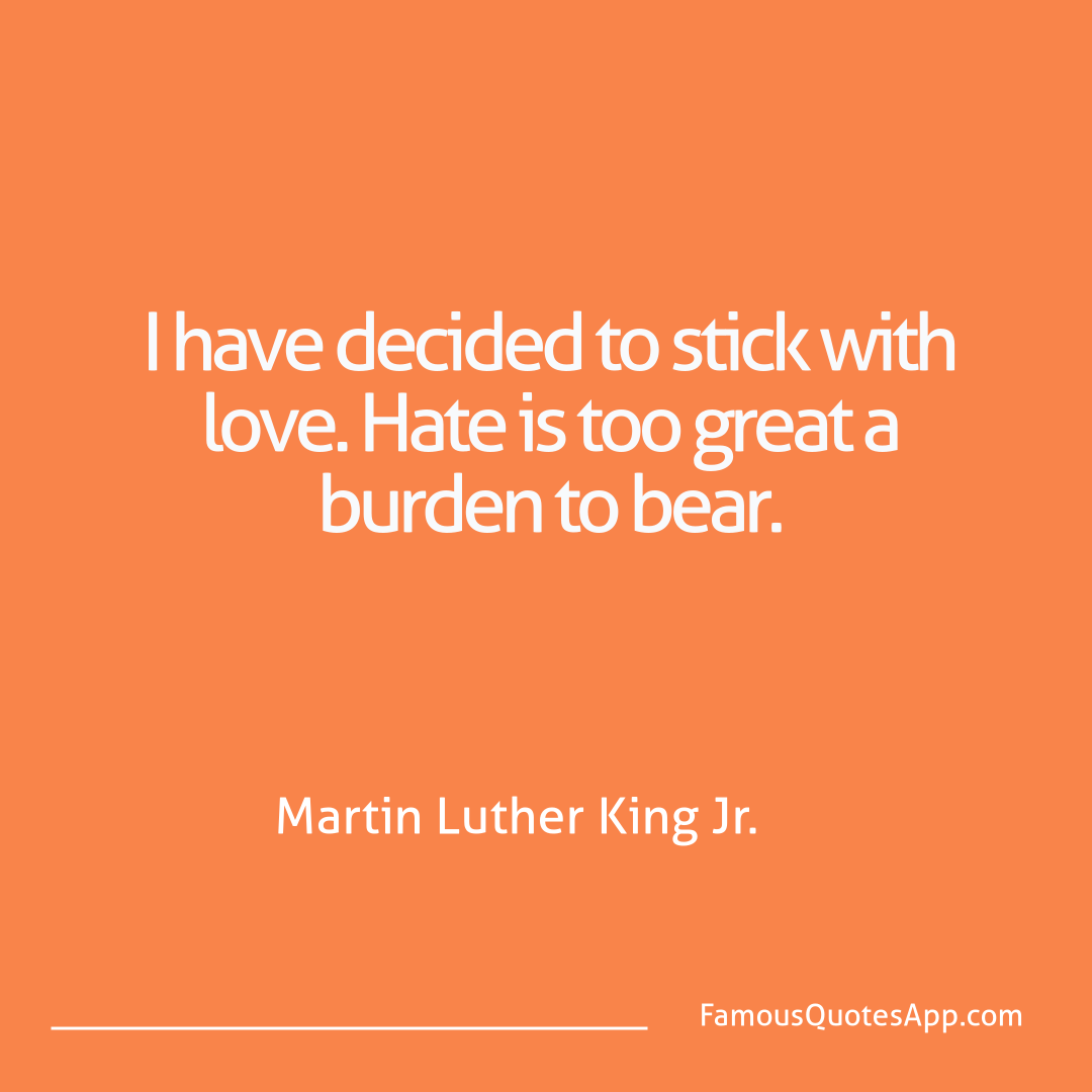 Love Martin Luther King Jr. I have decided to st