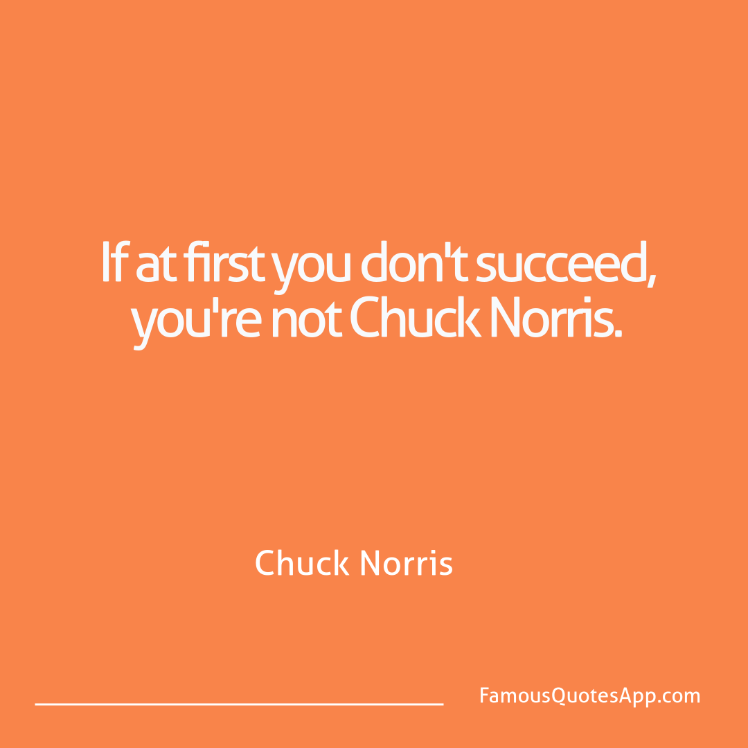Chuck Norris Chuck Norris If at first you don'