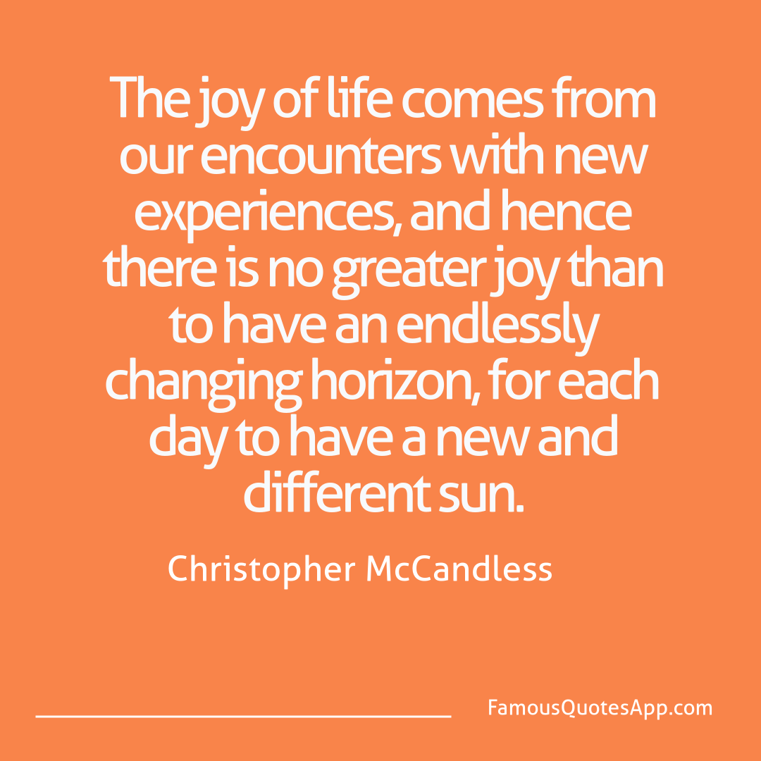 People Christopher McCandless The joy of life come