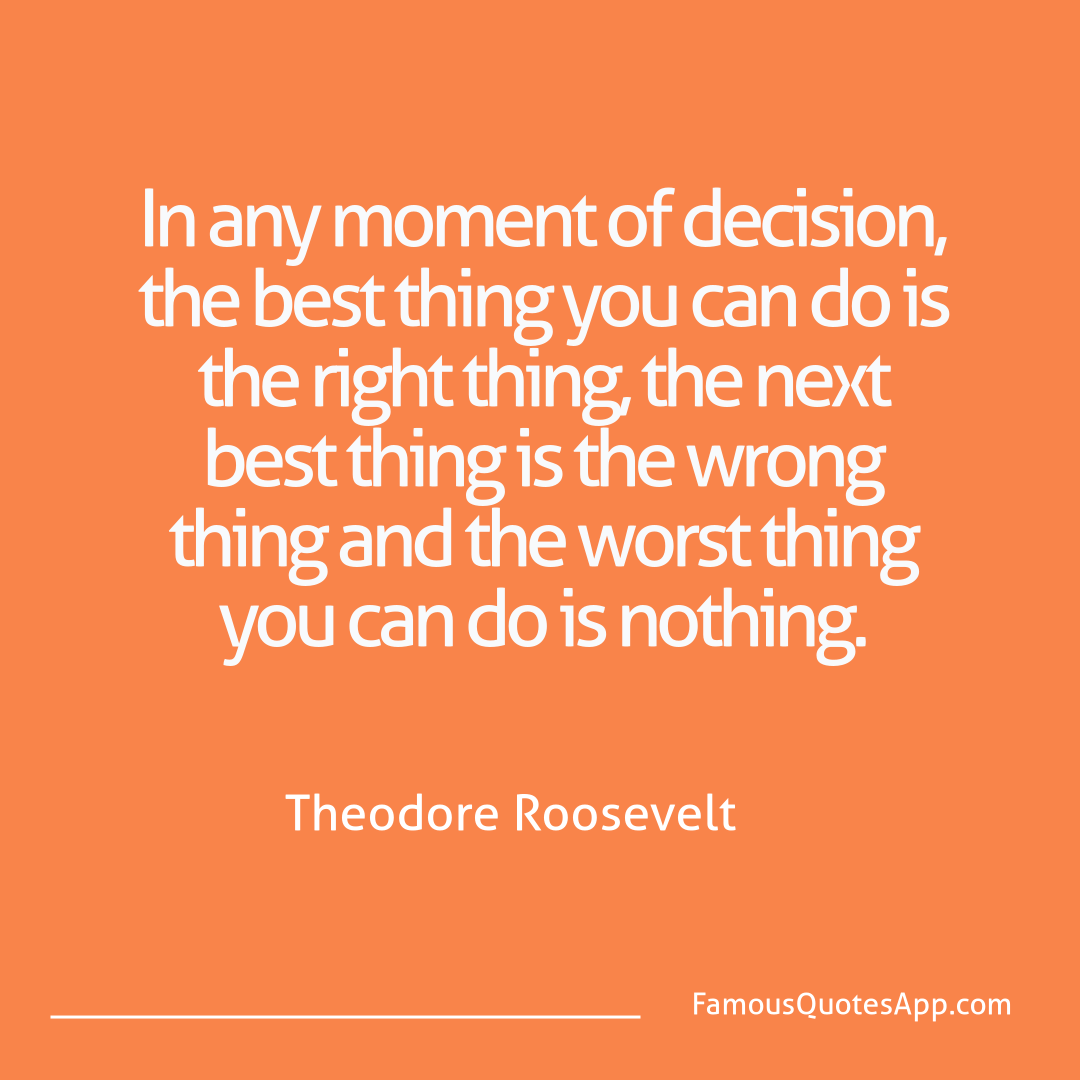 Wisdom Theodore Roosevelt In any moment of dec