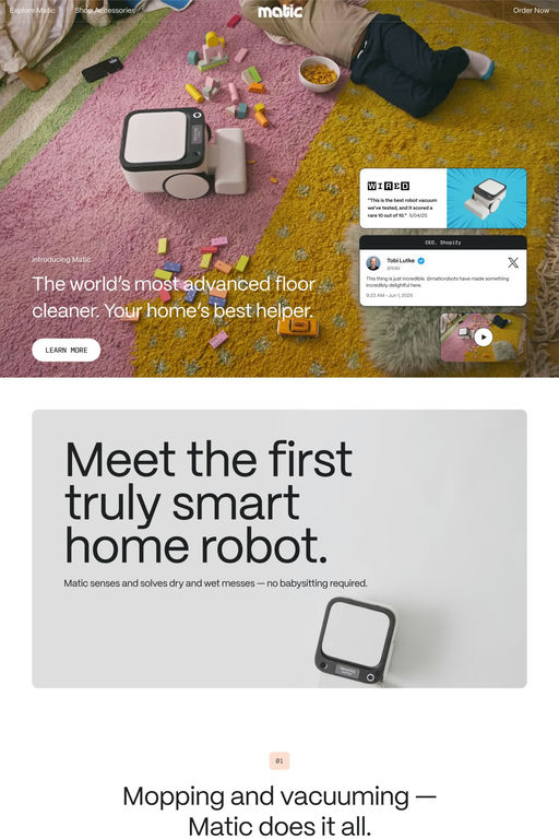 Matic website screenshot