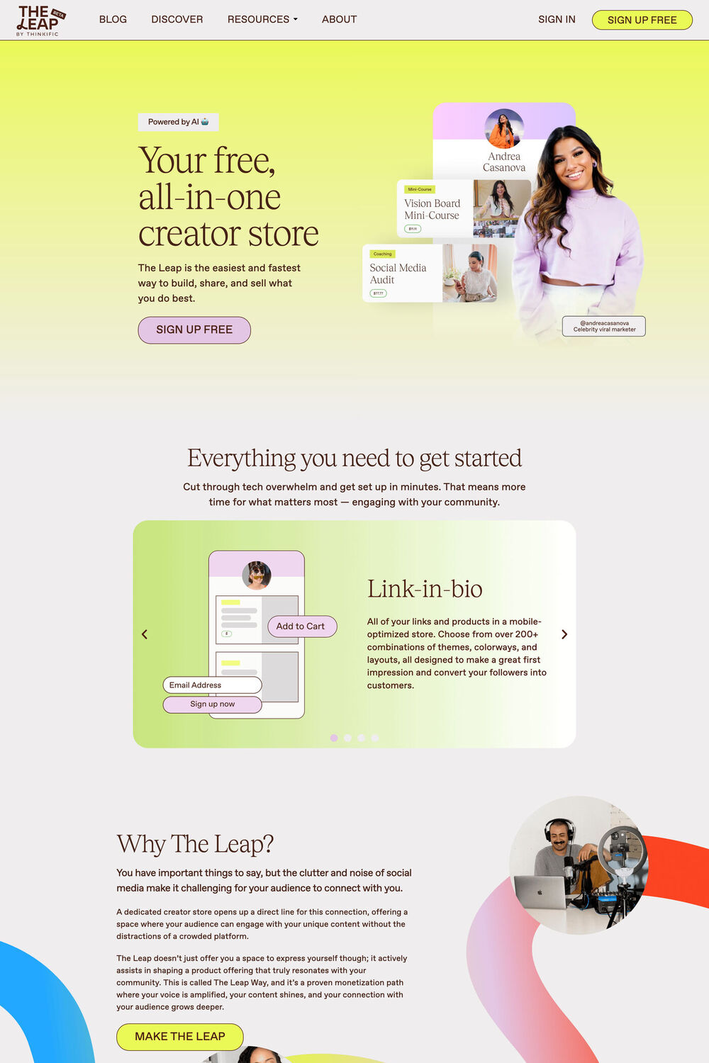 The Leap website screenshot