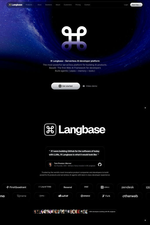 Langbase website screenshot