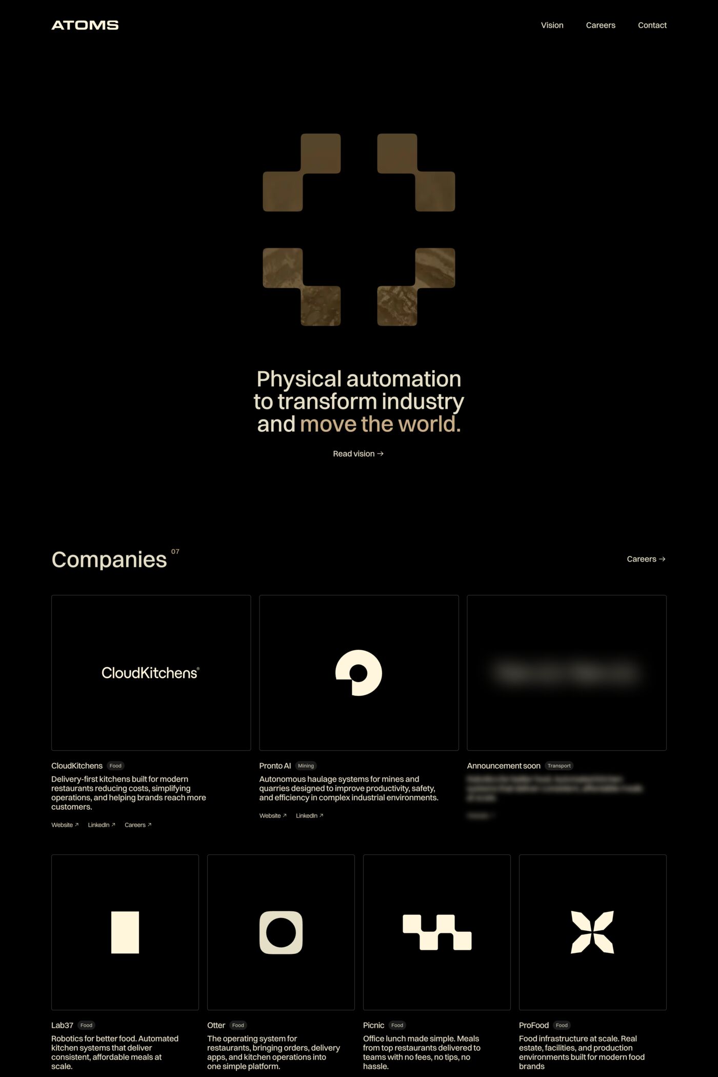 Atoms website screenshot