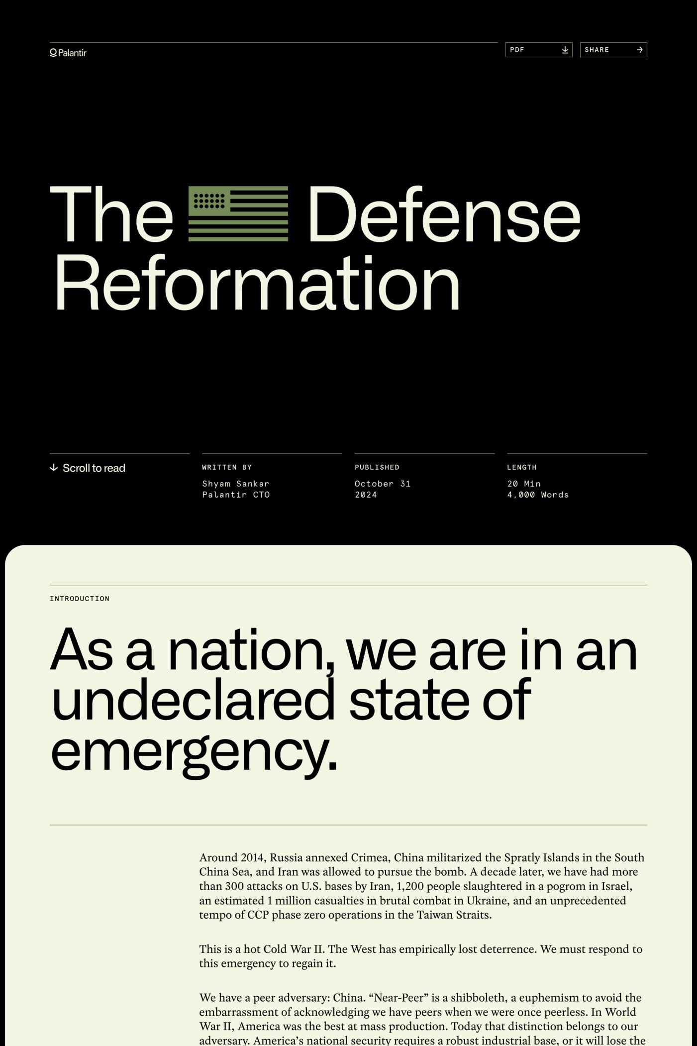 The Defense Reformation website screenshot