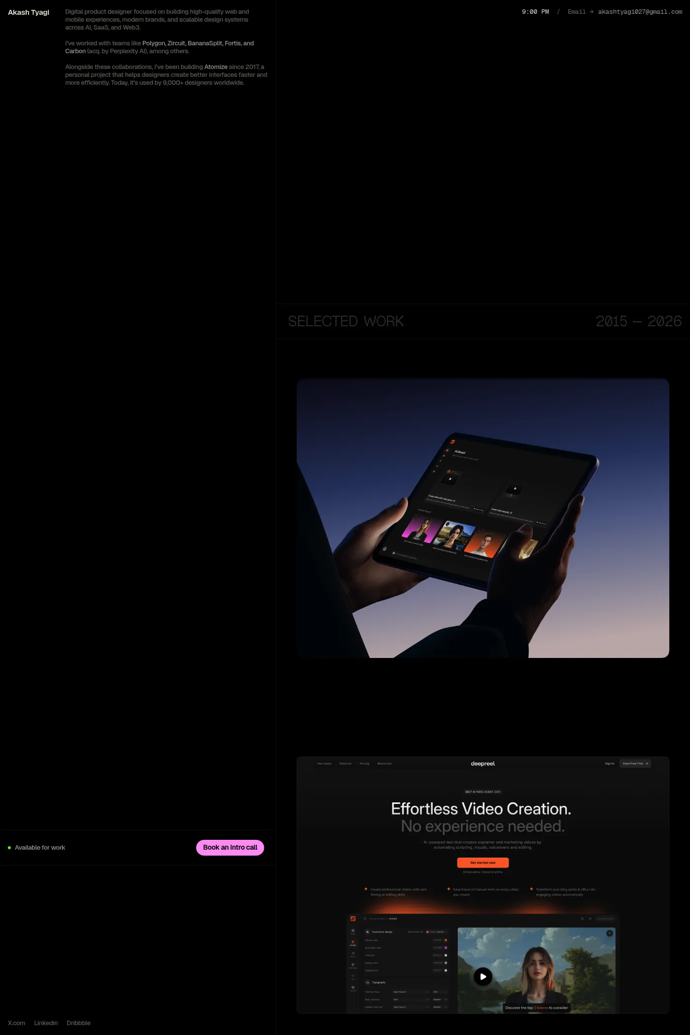 Akash Tyagi website screenshot