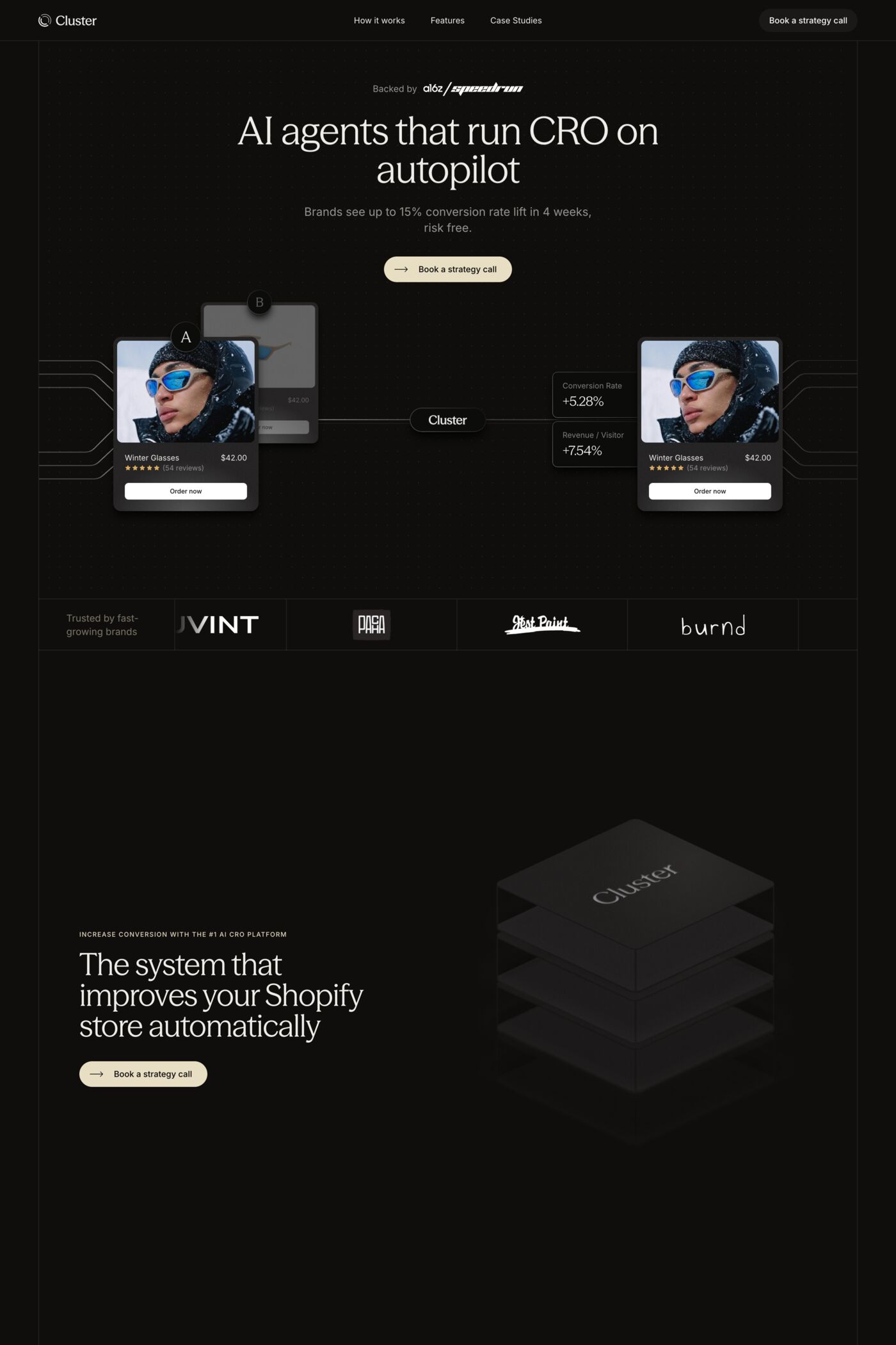 Cluster website screenshot