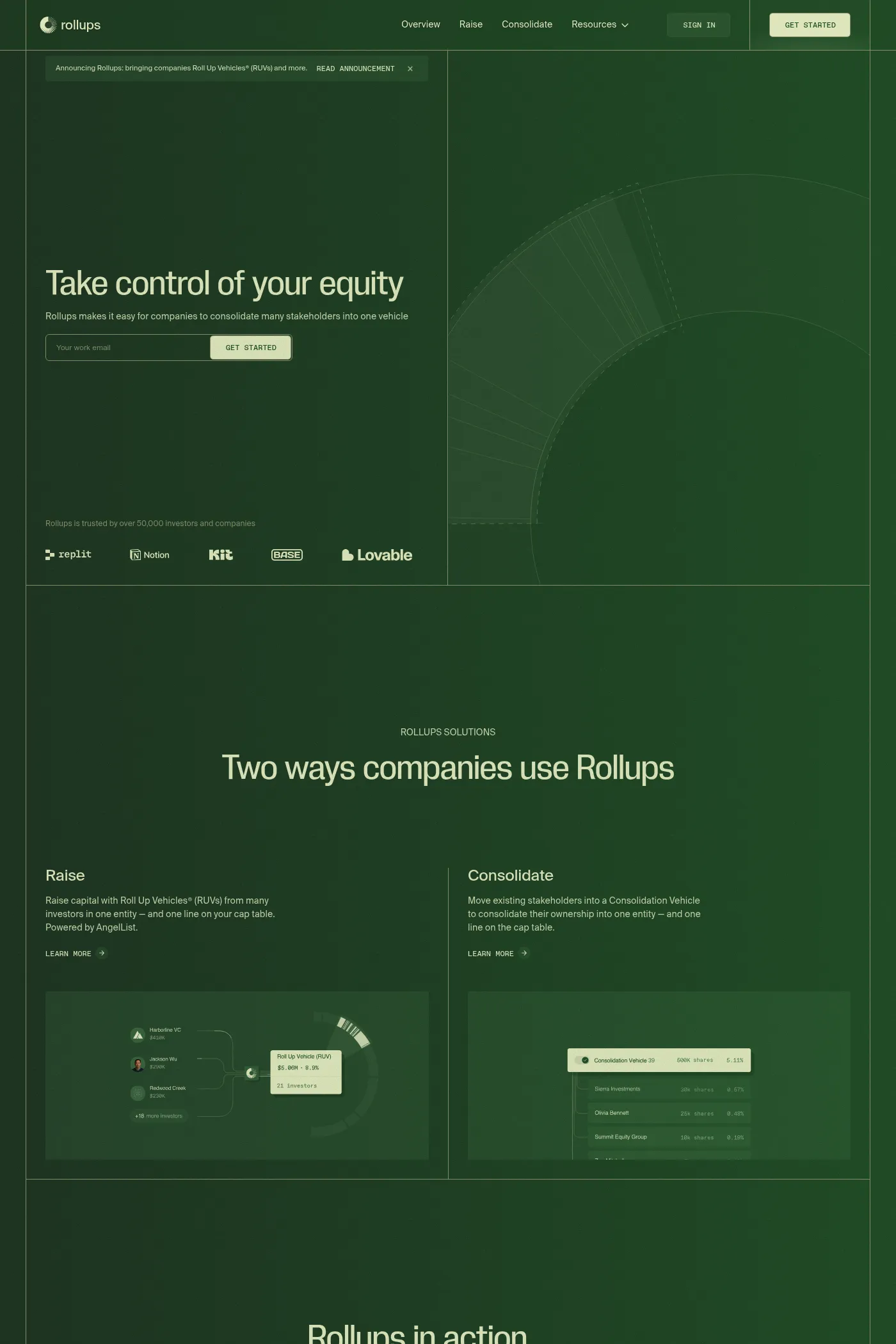 Rollups website screenshot