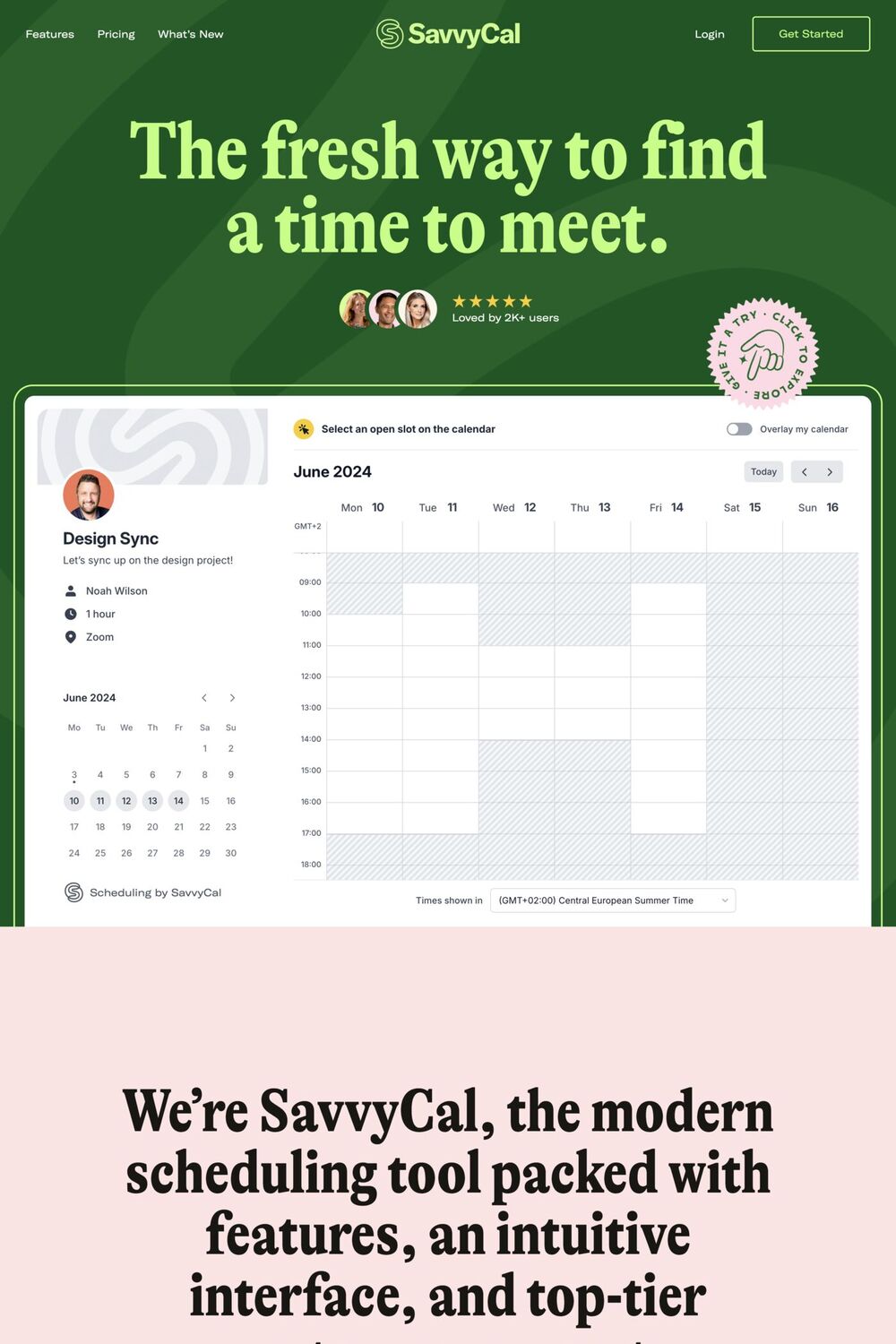 Savvy cal website screenshot