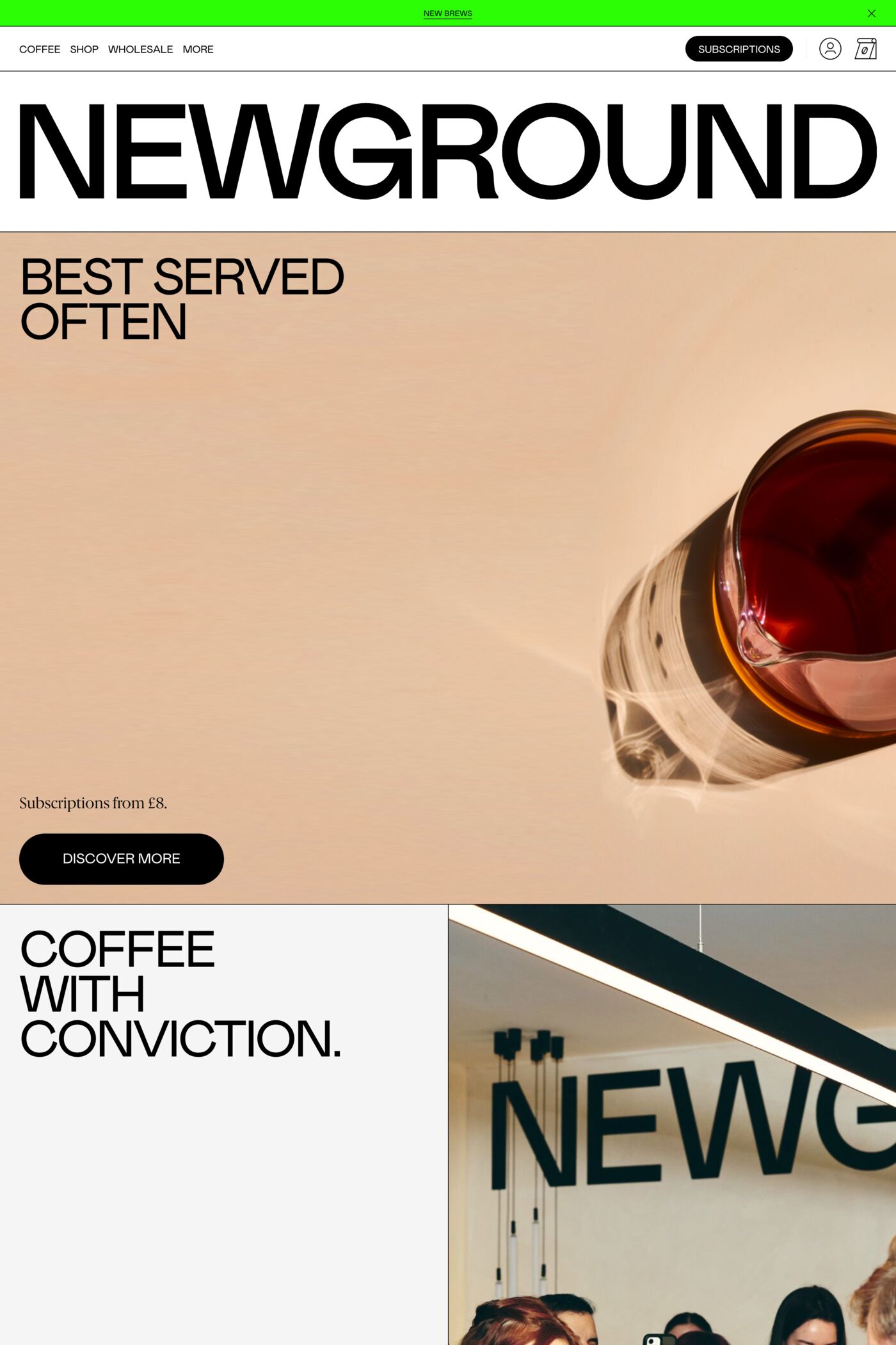 New Ground Coffee website screenshot