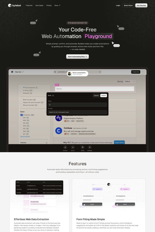 Bytebot website screenshot