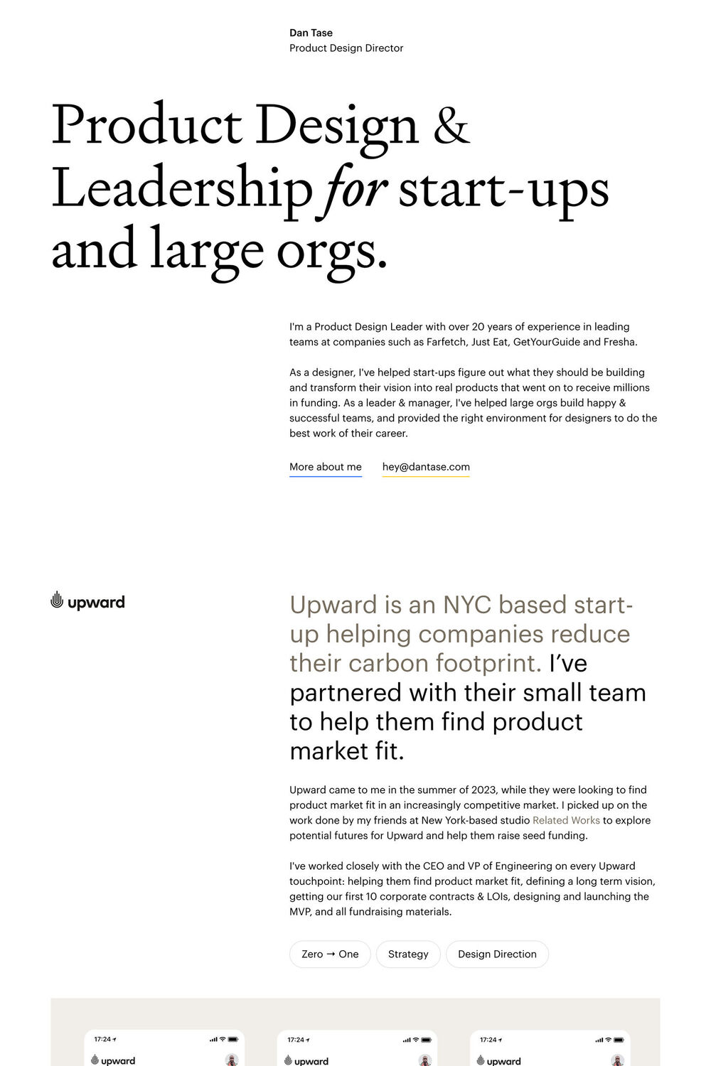 Dan Tase website screenshot