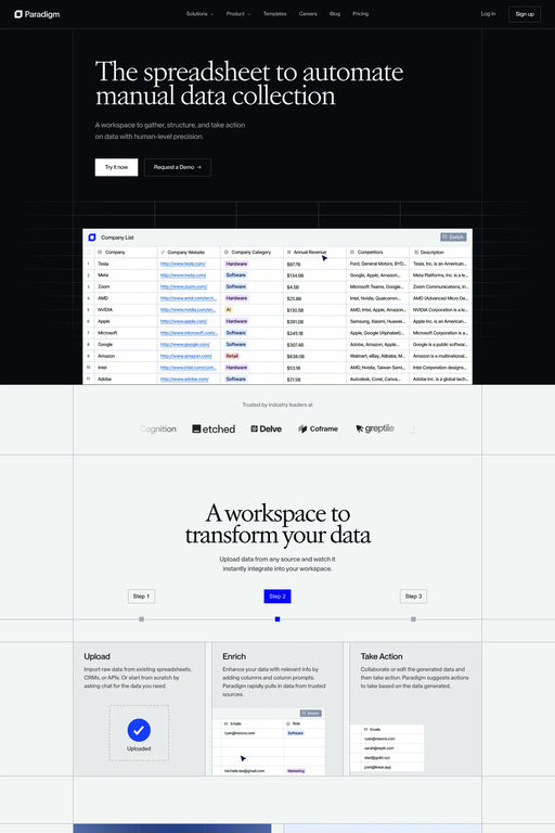 Paradigm website screenshot