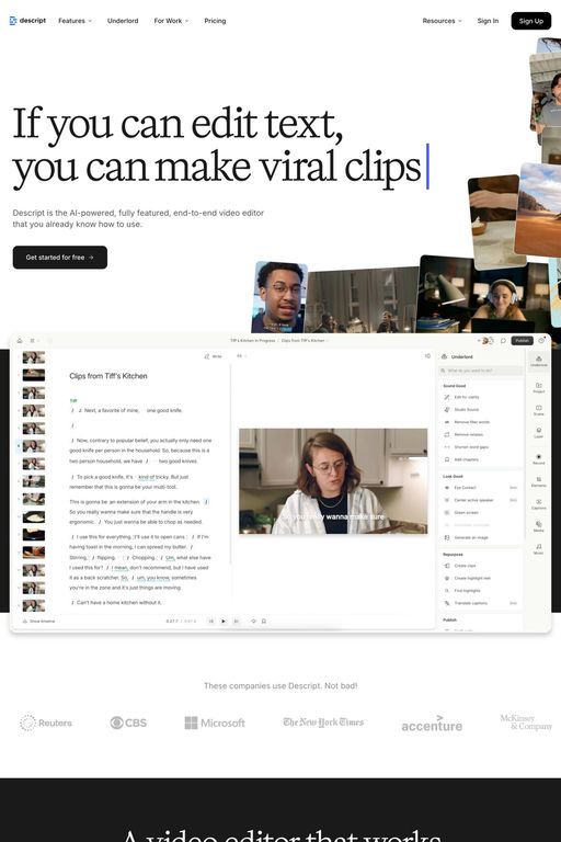 Descript website screenshot