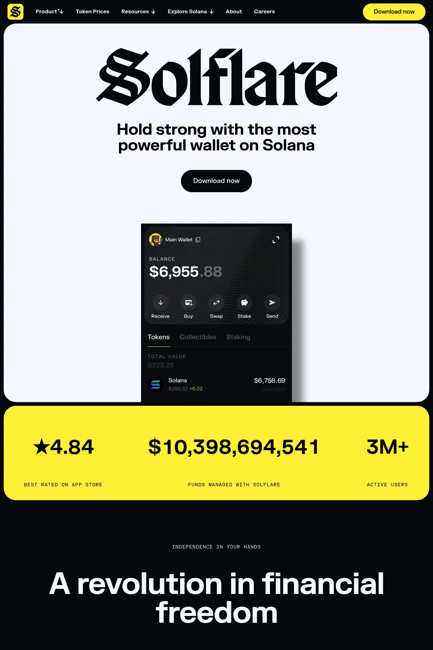 Solflare website screenshot
