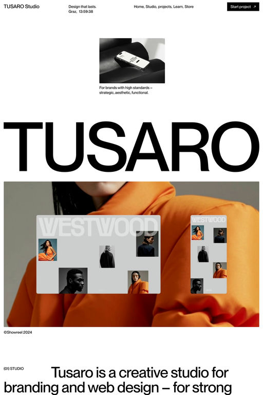 TUSARO Studio website screenshot