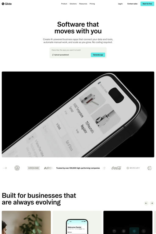 Glide website screenshot