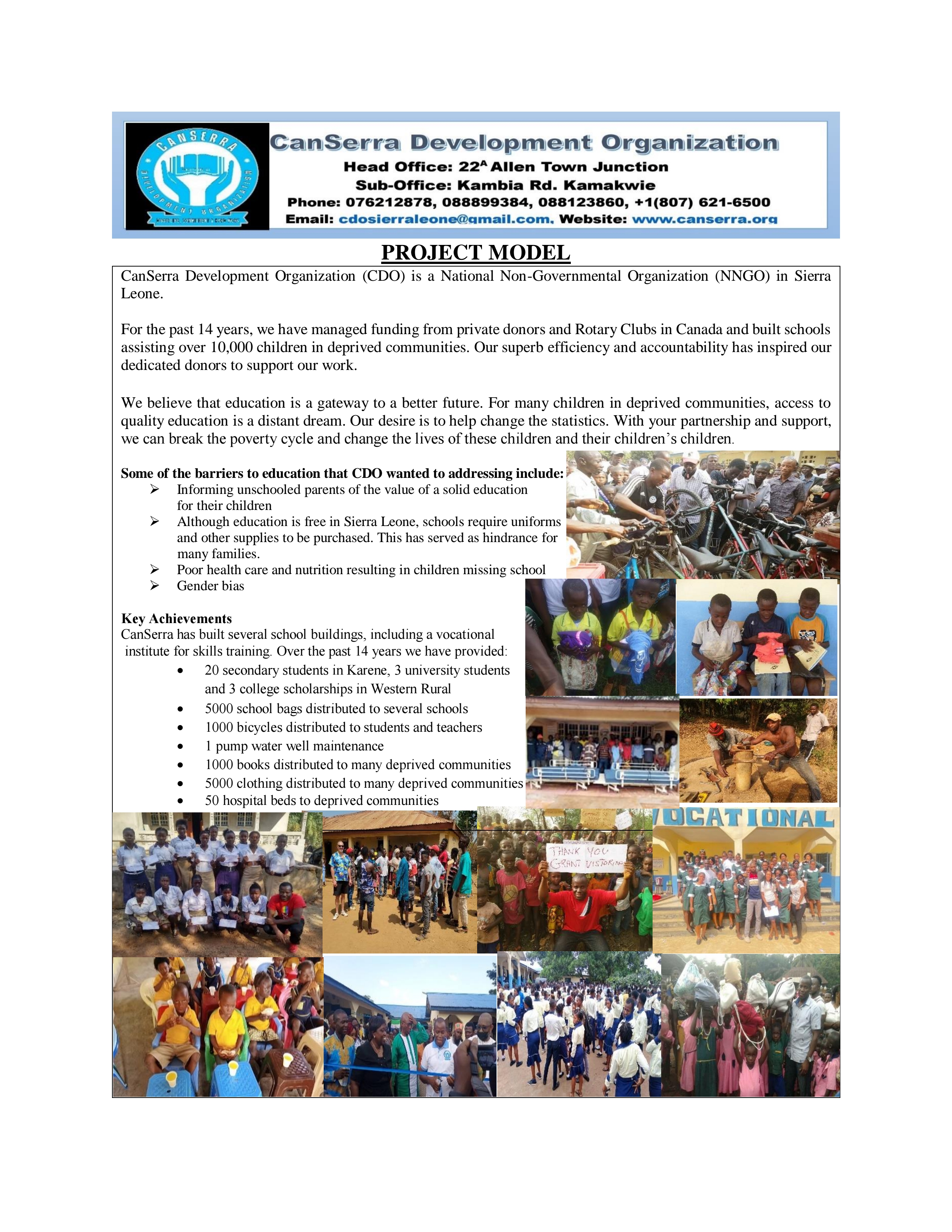 Making a difference in Education especially in deprived communities in Sierra Loene