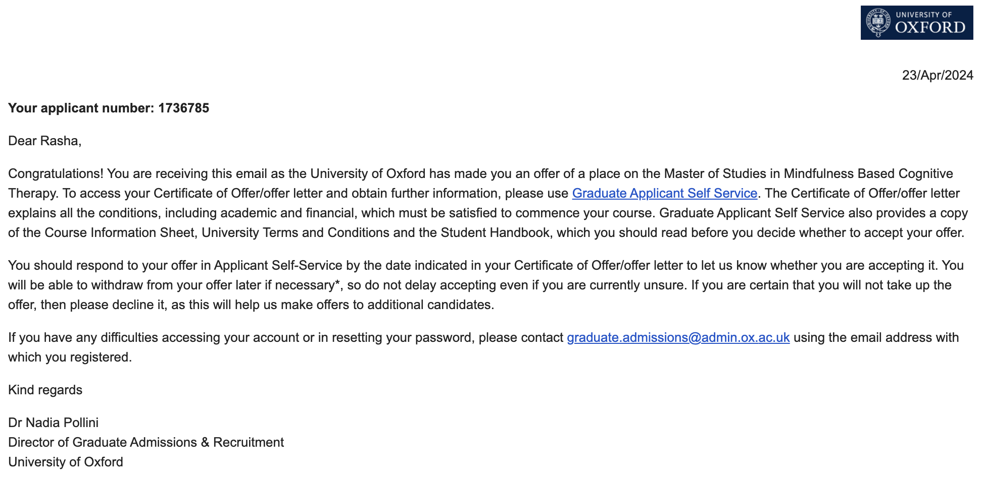 Financial Aid for Study at Oxford