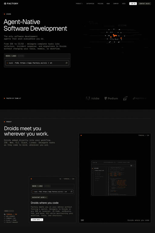 Factory website screenshot