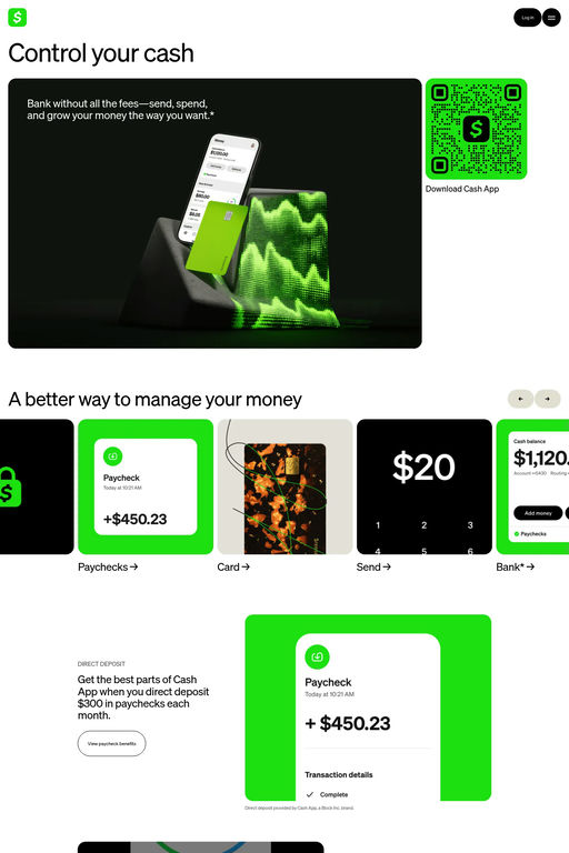 Cash App website screenshot