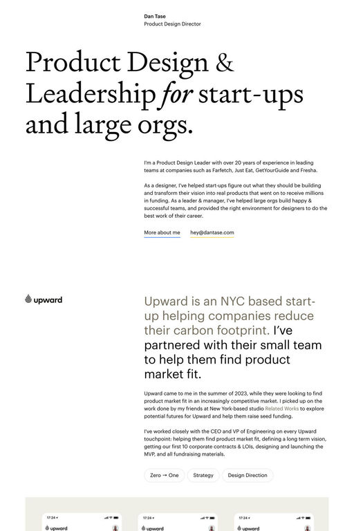 Dan Tase website screenshot