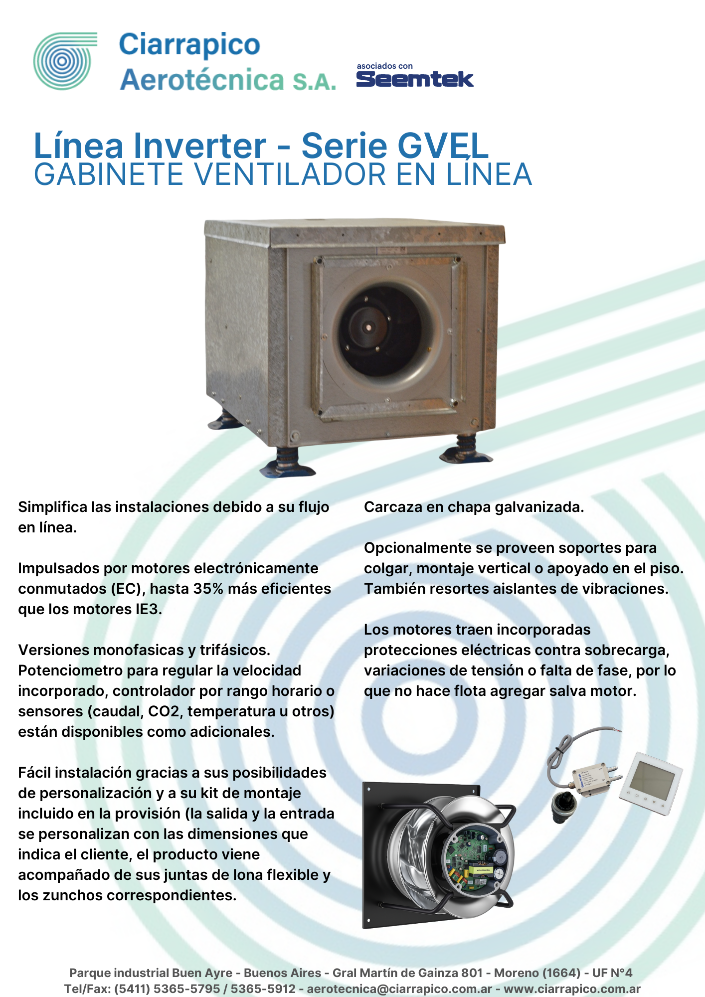 Plano dimensional 1 de Gabinete Ventilador Serie GVEL