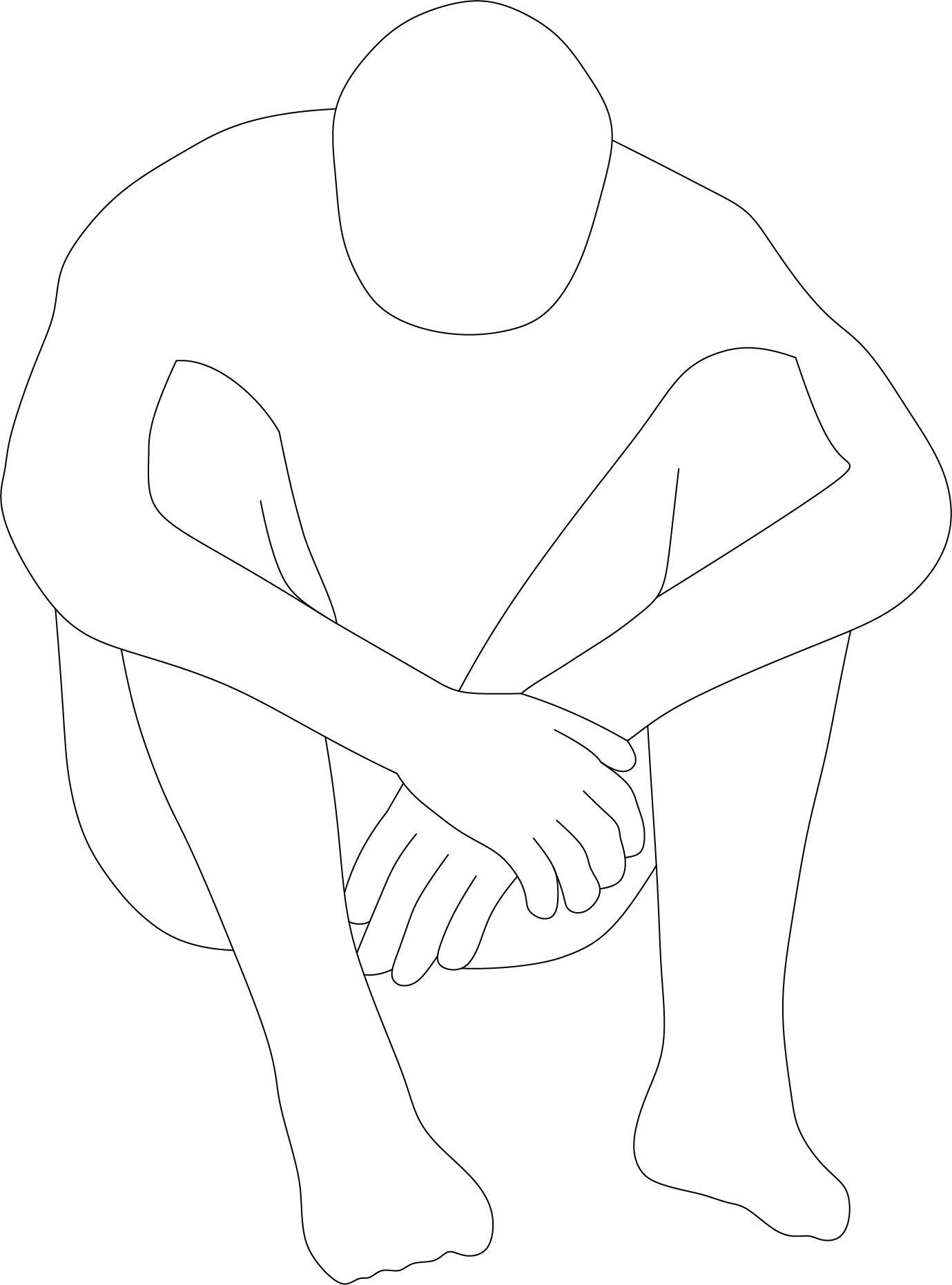 person sitting with head down