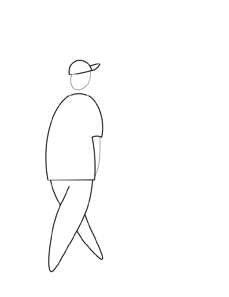 man with a hat walking down the street