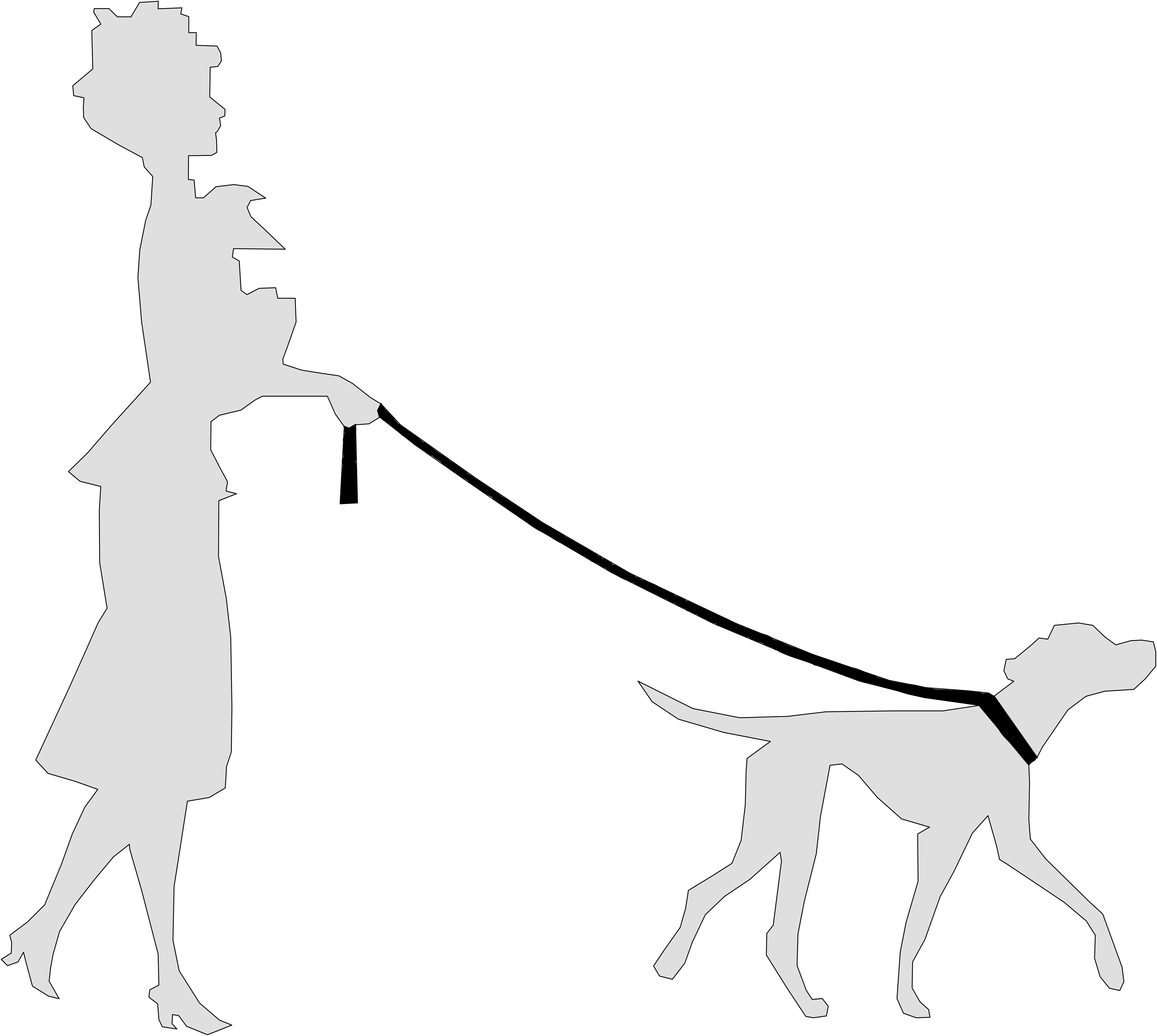 Woman walking dog