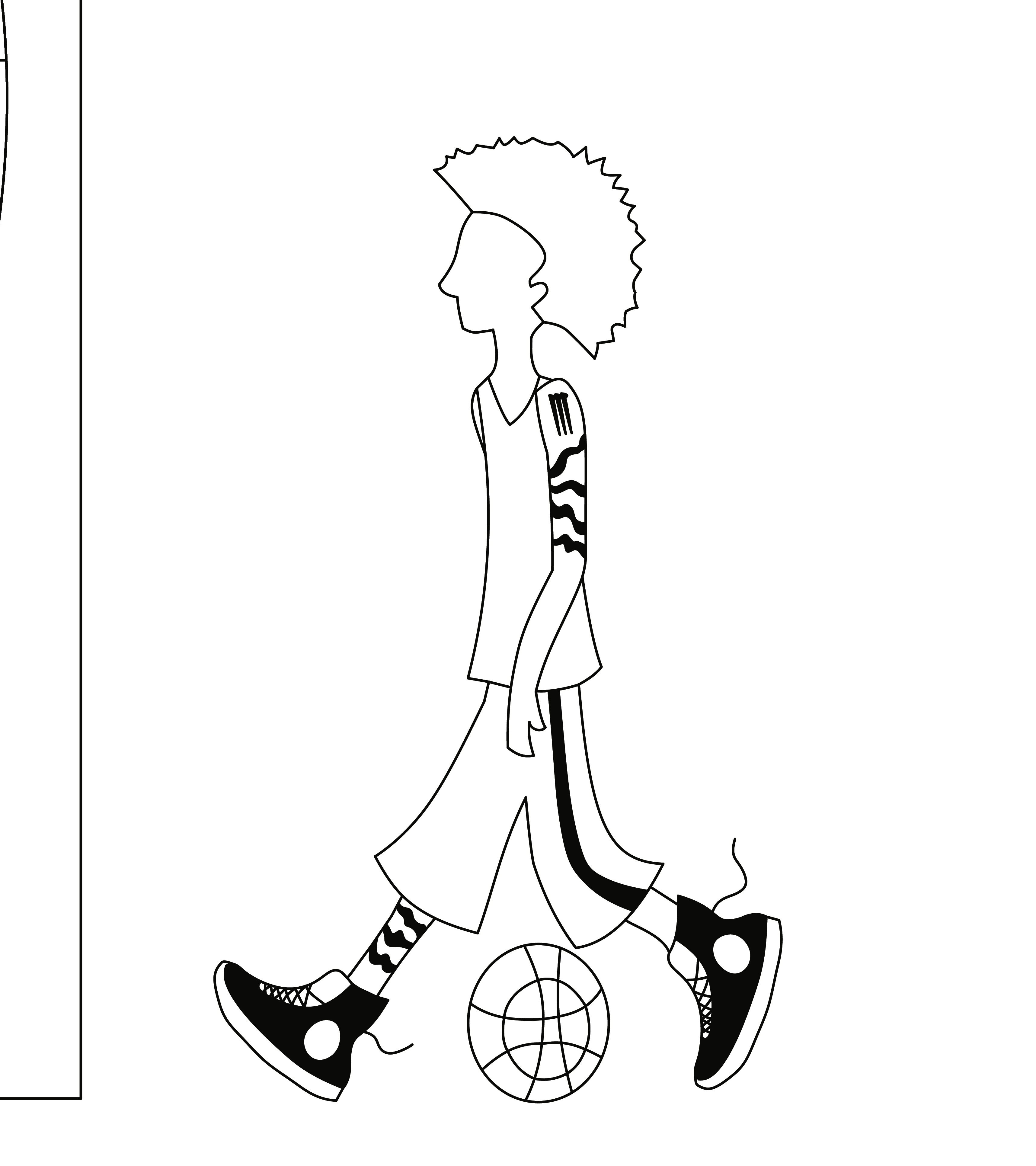 Guy dribbling basketball next to a wall