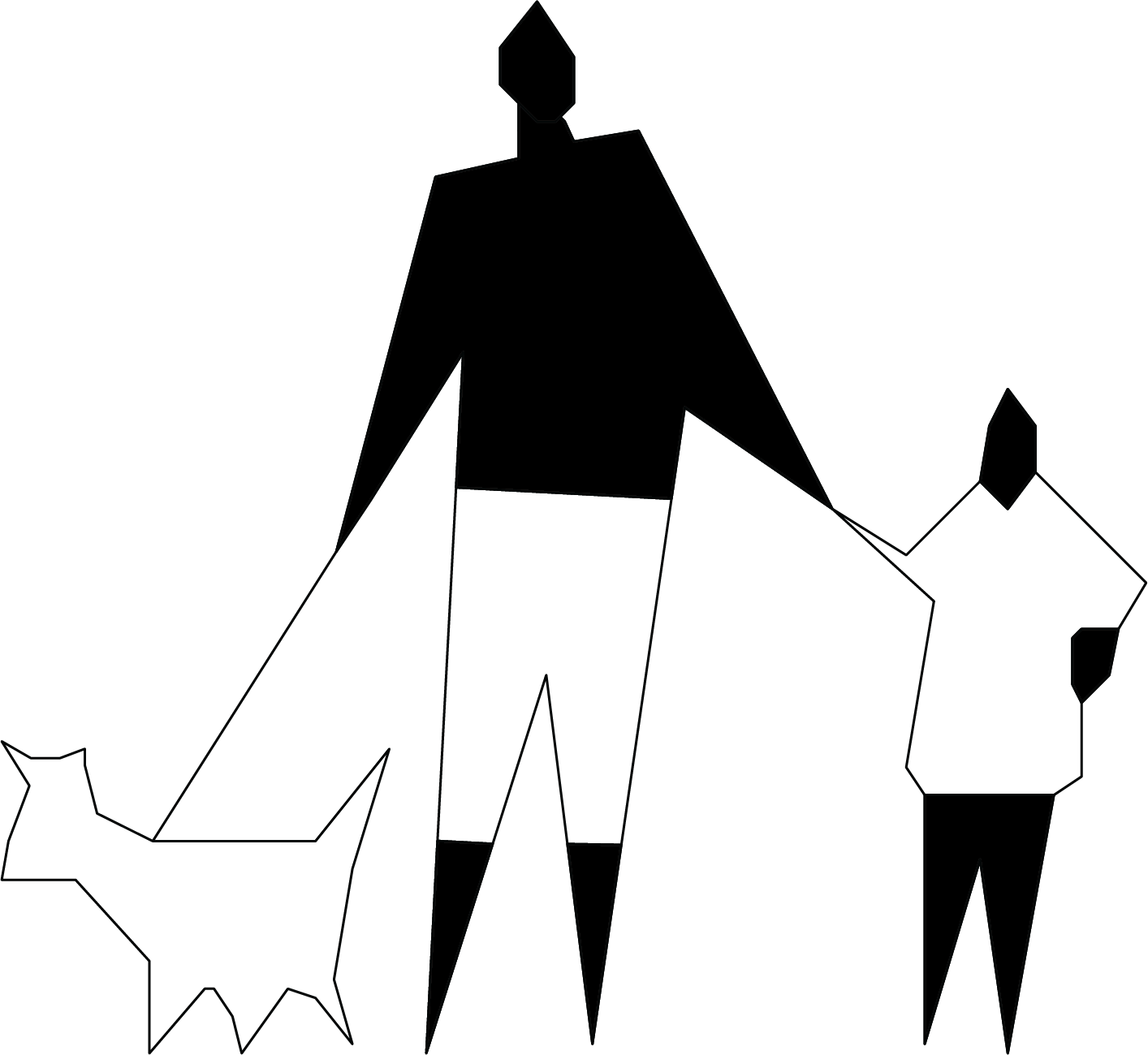 Adult and Child Walking A Dog